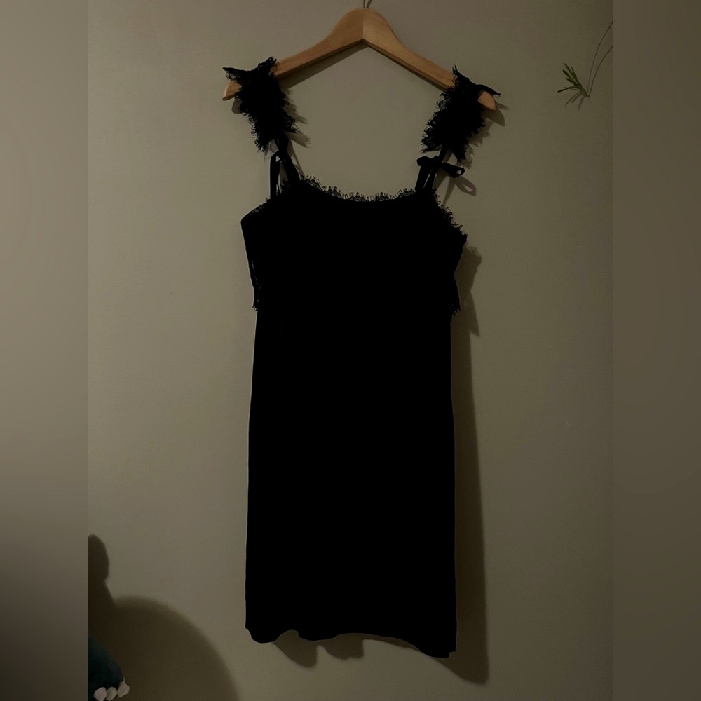 Club Monaco Black Lace Detail Slip Dress